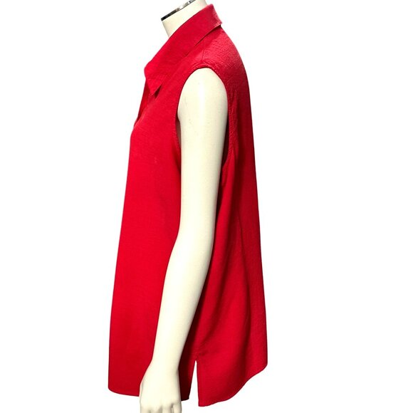 CCC Sleeveless Silhouette Red Button Down Blouse With Collar Size Large - Picture 2 of 6